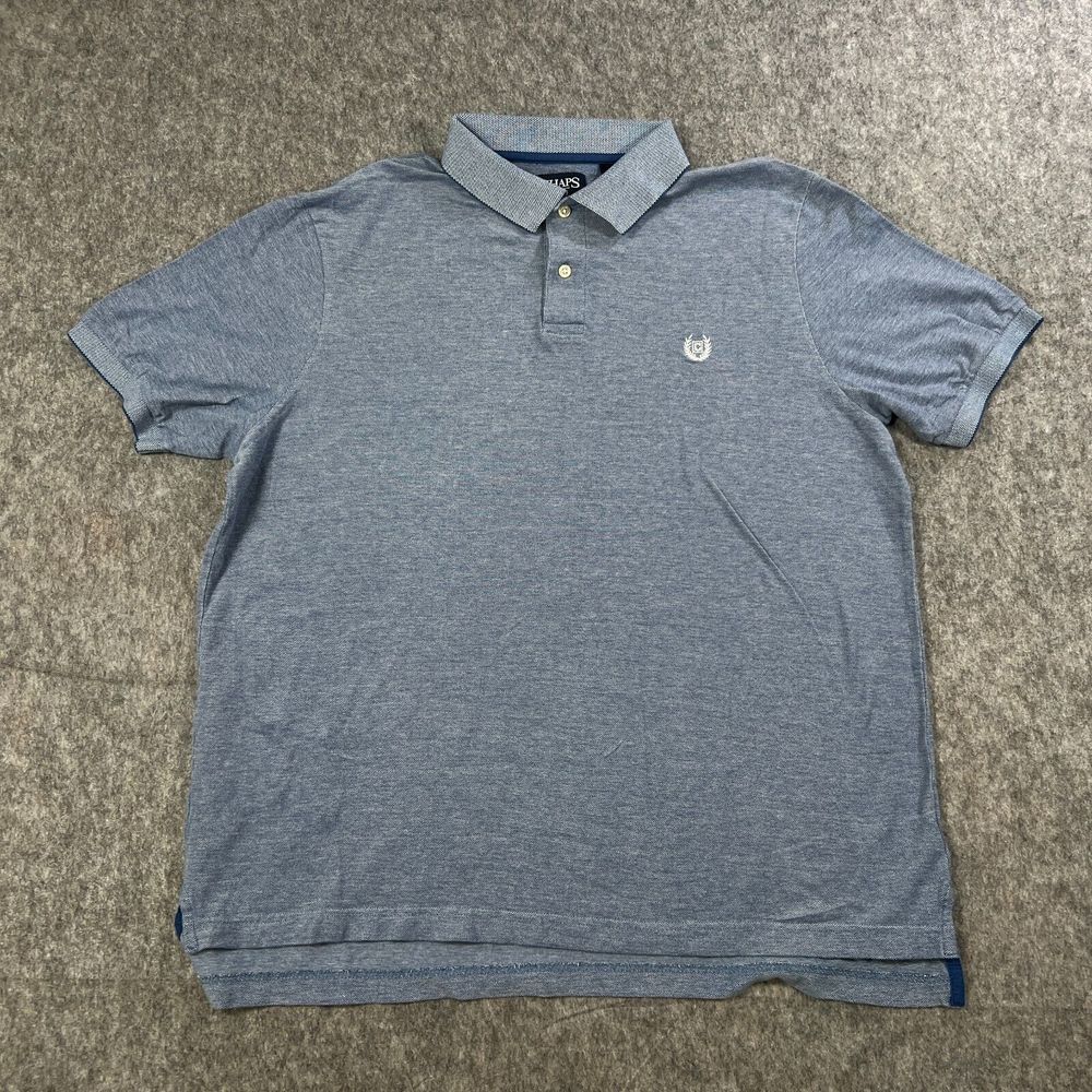 Chaps Men's Golf Polo Shirt‎ Size XL Blue Knit Short Sleeve Natural Stretch